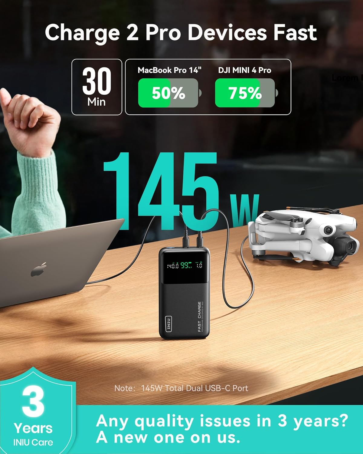 Powerbank Iniu P64-E1 25.000 140W