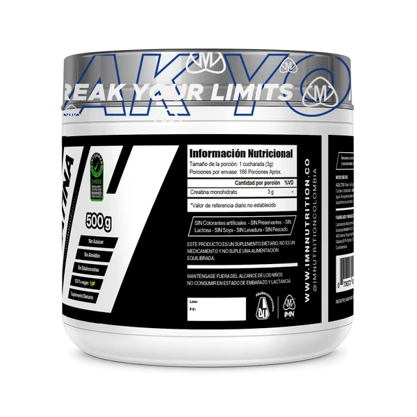 Creatina 500Grs 166 Servicios IMN Nutrition