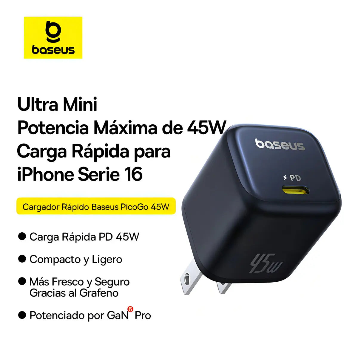 Cargador Tipo C 45w Baseus PicoGo