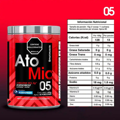 Creatina HCL 600Grs 60 Servicios Atomic Smart Muscle