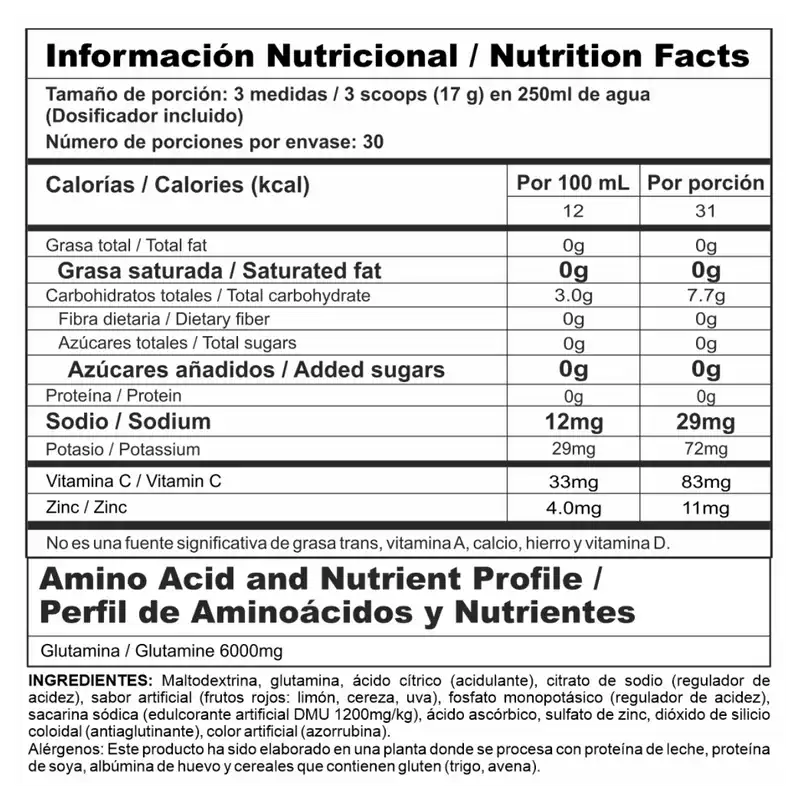 Gluta Stack Nutramerican 30 Servicios